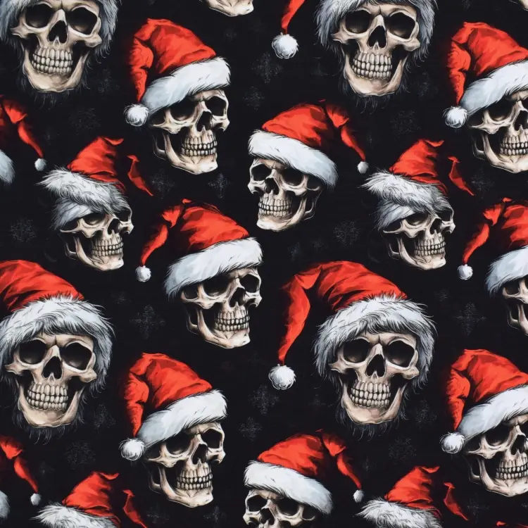 Jetzt Bestellen French Terry Christmas Skulls, schwarz