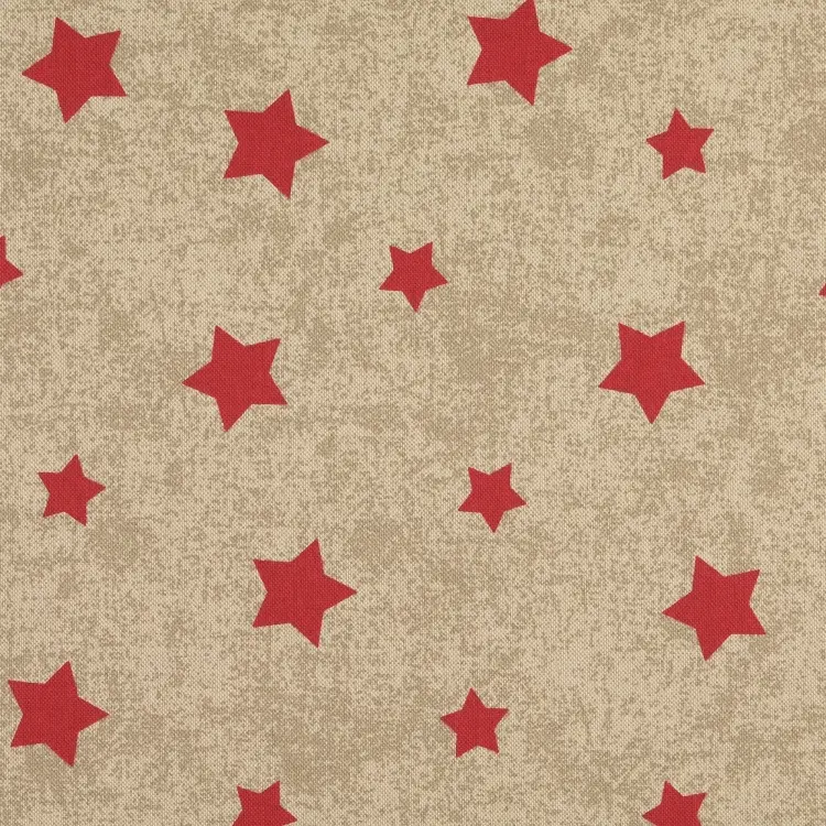 Dekostoff Halbpanama Sterne, beige Neuheit