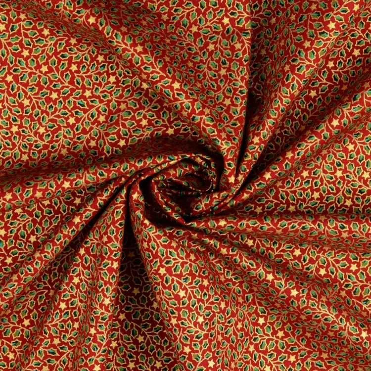Neu Baumwoll Popeline Little Mistletoe, dunkelrot