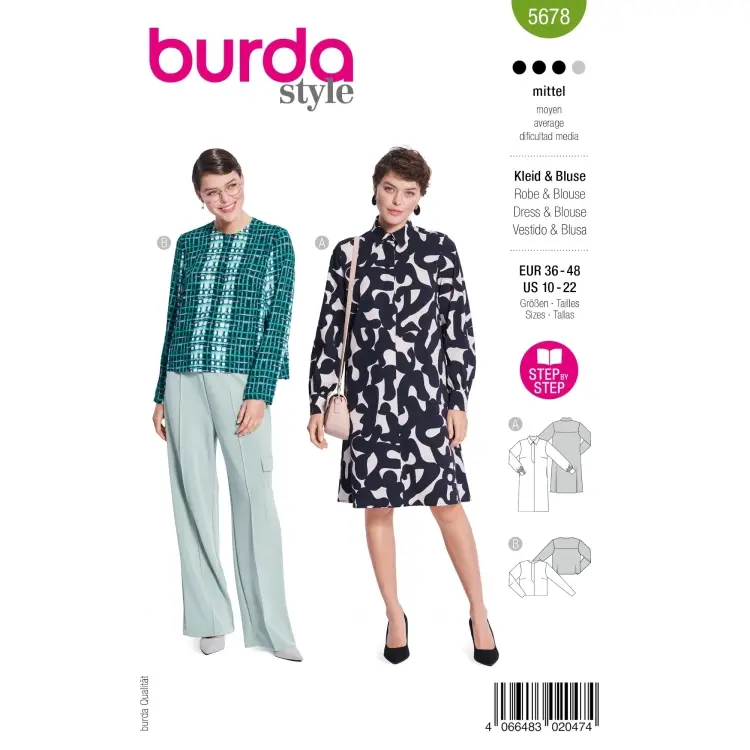 Schnittmuster Kleid & Bluse, Burda 5678 Sofort Bestellen