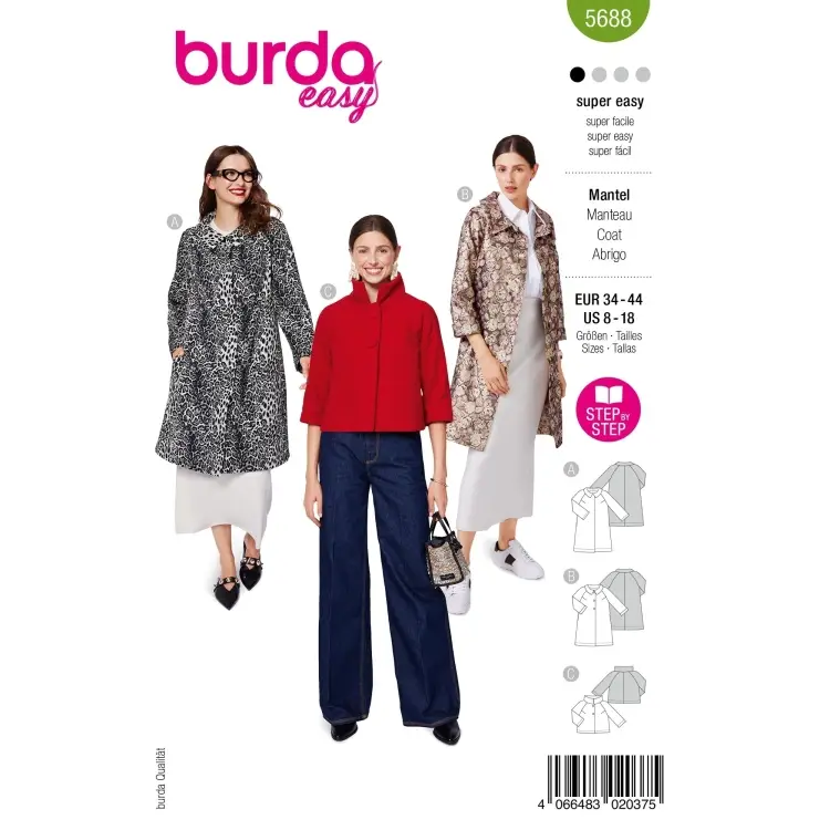 Schnittmuster Mantel, Burda 5688 Sichere Zahlung