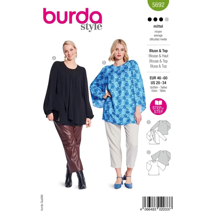 Schnittmuster Bluse & Top, Burda 5692 Neue Ware
