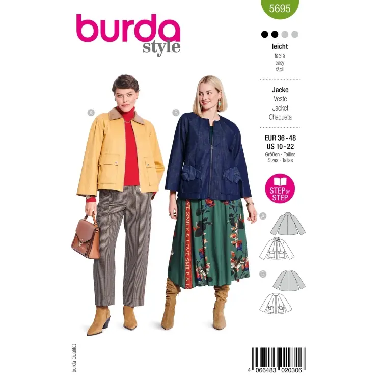 Schnittmuster Jacke, Burda 5695 Preiswert