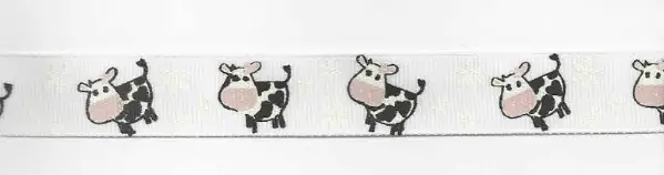 Preisreduziert Ripsband Kuh weiß schwarz Breite: 2cm
