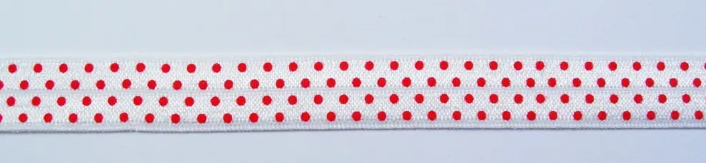 Gummiband Elastic Schrägband Zierband weiß rot Punkte Breite: 1,5cm Preiswert