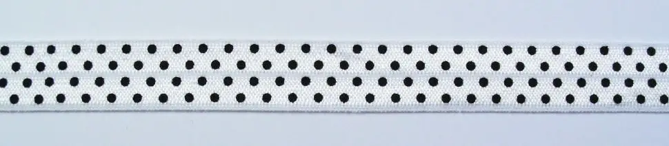 Gummiband Elastic Schrägband Zierband weiß schwarz Punkte Breite: 1,5cm Bestpreis
