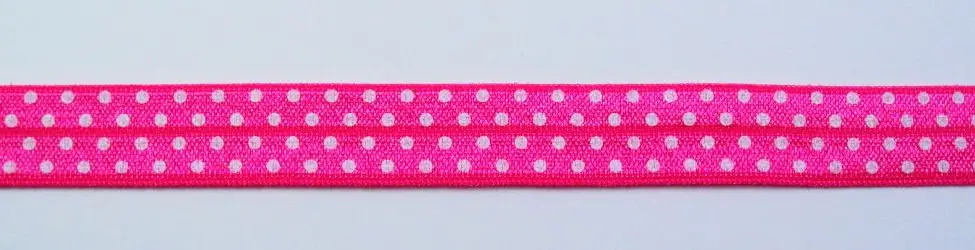 Knallerangebot Gummiband Elastic Schrägband Zierband pink weiß Punkte Breite: 1,5cm