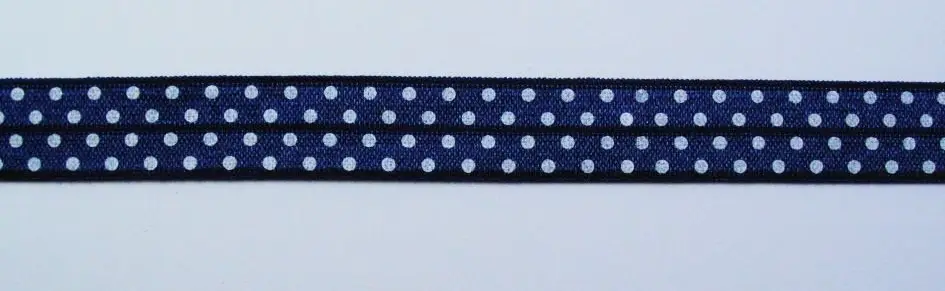 Schnäppchen Gummiband Elastic Schrägband Zierband dunkelblau weiß Punkte Breite: 1,5cm