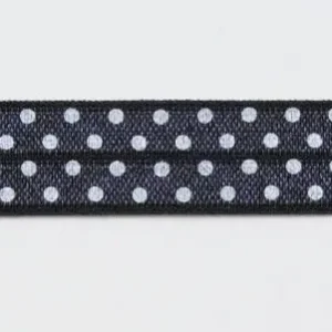 Finale Aktion Gummiband Elastic Schrägband Zierband dunkelgrau weiß Punkte Breite: 1,5cm