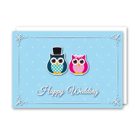 Meistverkauft Glückwunschkarte Eule Happy Wedding Aufklappbar mit Umschlag 11,5x16,5cm