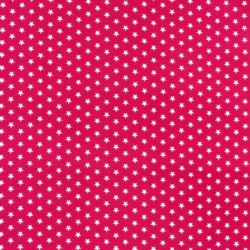 Baumwollstoff Sterne ca. 1x1cm fuchsia weiß Echt