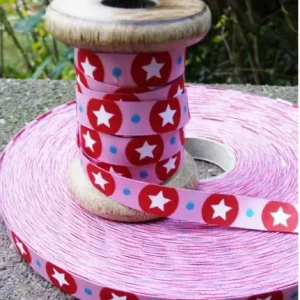 Begrenztes Angebot Farbenmix Webband Stardotzz rosa Breite: 1,2cm