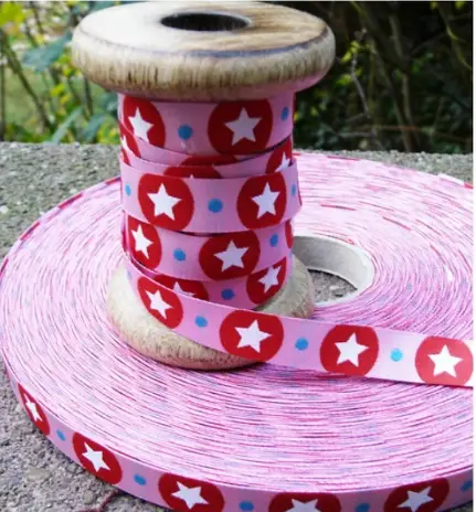 Begrenztes Angebot Farbenmix Webband Stardotzz rosa Breite: 1,2cm