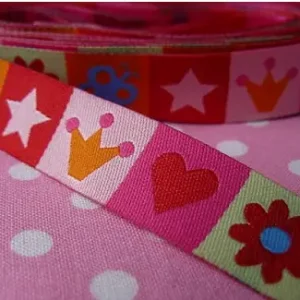 Farbenmix Webband Mixband rosa bunt Breite: 1,5cm Expressversand