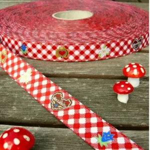 Billig Farbenmix Webband Herzilein Breite: 1,5cm