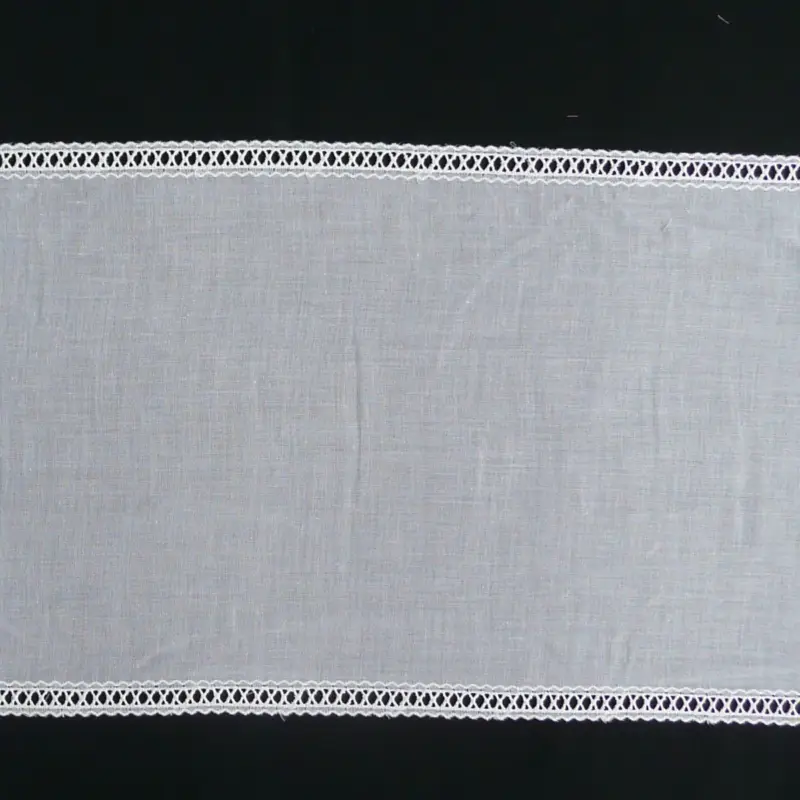 Geprüft Gardinenstoff Flächenpaneele Tischband weiß mit Stickerei Breite: 28cm