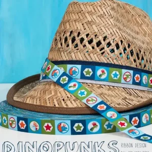 Farbenmix Webband Dinosaurier Breite: 1,5cm Neue Ware