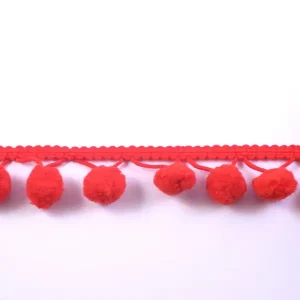 Bommelborte PomPom Borte Zierband rot Breite: 1,2cm Sonderangebot