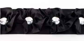Satinband Rüschen mit Glitzer Stein schwarz Breite: 4cm Billig