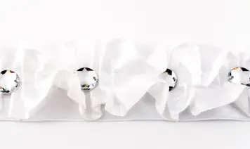 Satinband Rüschen mit Glitzer Stein weiß Breite: 4cm Preiswert