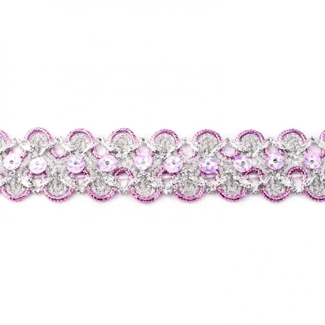 Glitzer Pailletten Band breit rosa Breite: 2,5cm Knallerangebot