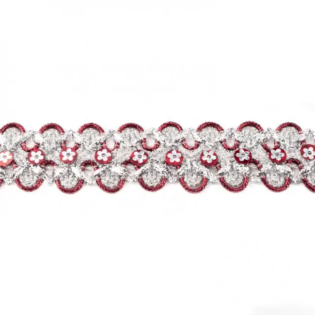 Glitzer Pailletten Band breit bordeaux Breite: 2,5cm Highlight