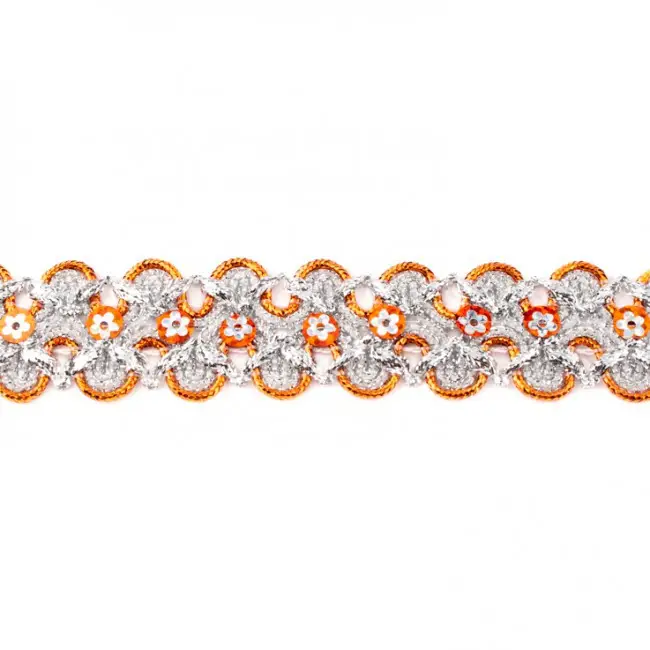 Top-Seller Glitzer Pailletten Band breit orange Breite: 2,5cm