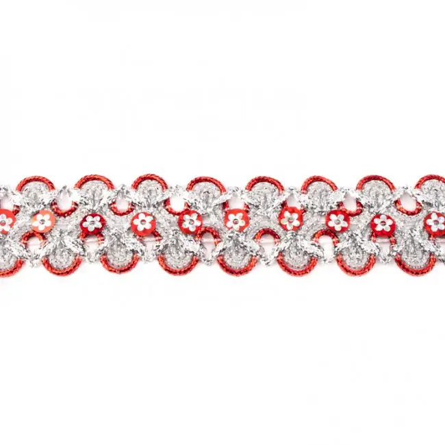Glitzer Pailletten Band breit rot Breite: 2,5cm Preisknaller