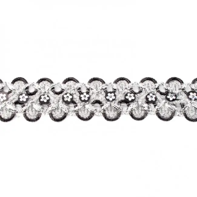 Highlight Glitzer Pailletten Band breit schwarz Breite: 2,5cm