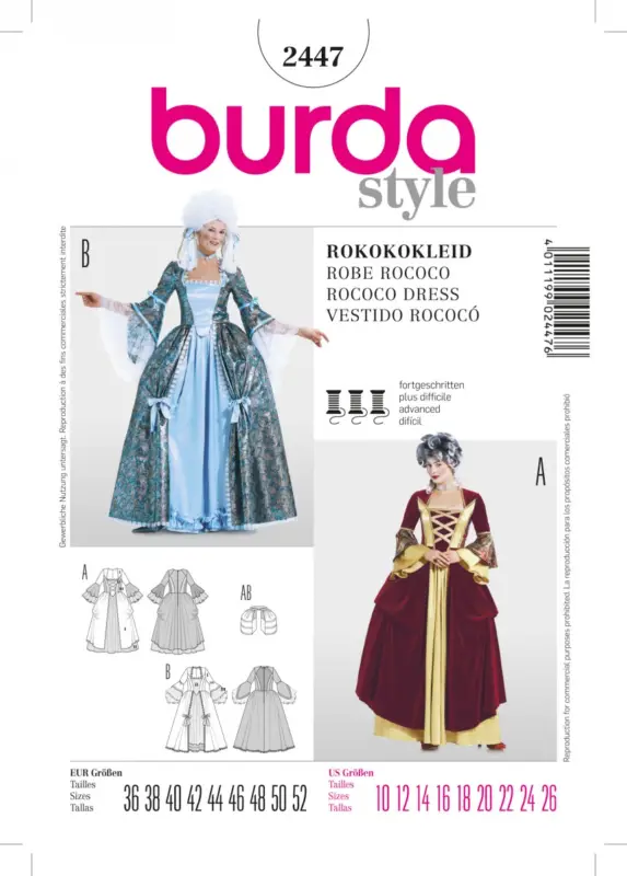 Burda Schnittmuster 2447 Rokoko Preisreduziert