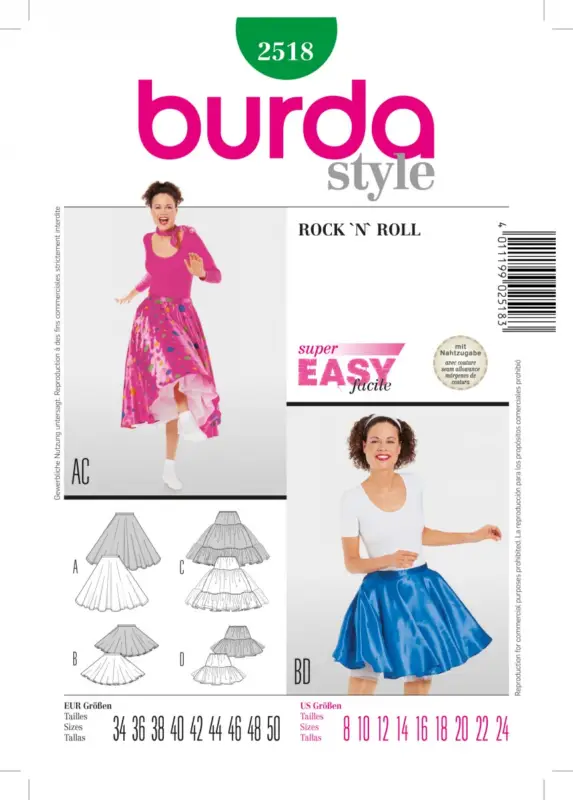 Saisonangebot BurdaSchnittmuster2518Rock'n Roll