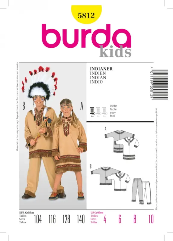 Preisreduziert BurdaSchnittmuster5812Indianerpäarchen
