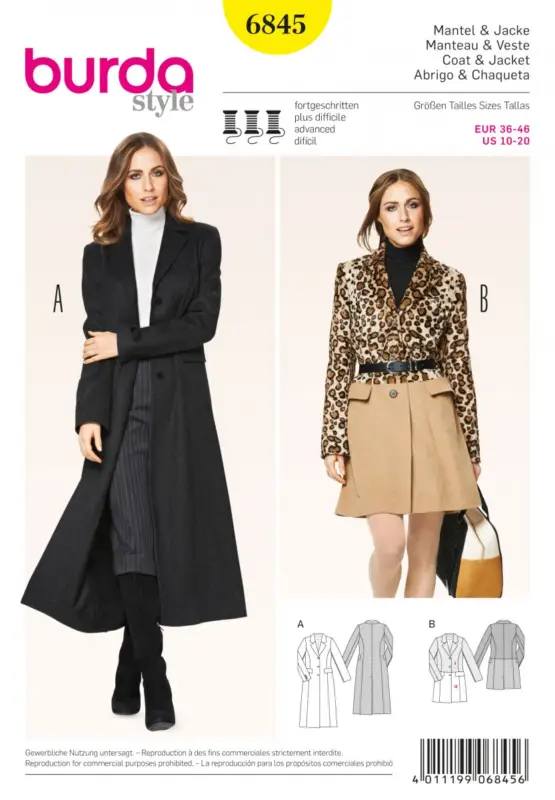 Jetzt Kaufen BurdaSchnittmuster6845Mantel & Jacke