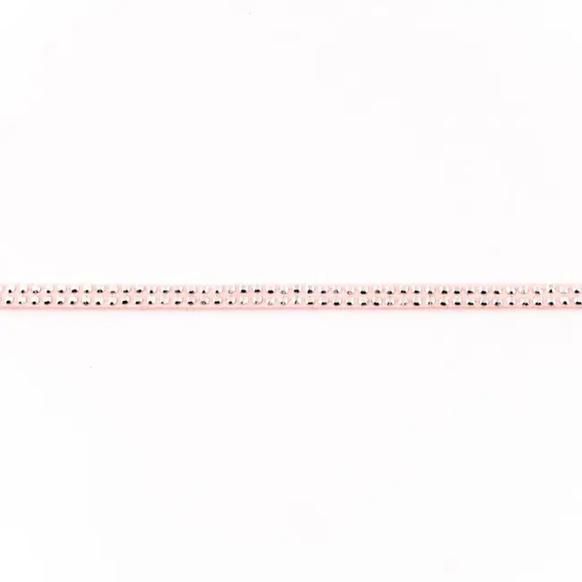 Wildleder Imitat Band rosa mit silber farbigen Glitzer Steinen Meterware Breite: 0,5cm Neu