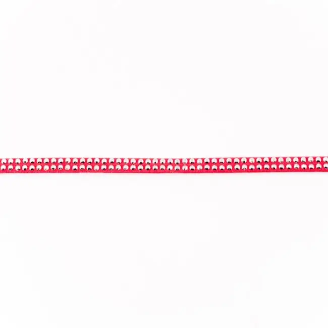 Top-Preis Wildleder Imitat Band pink mit silber farbigen Glitzer Steinen Meterware Breite: 0,5cm