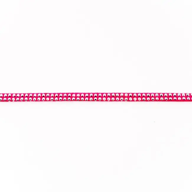 Wildleder Imitat Band fuchsia mit silber farbigen Glitzer Steinen Meterware Breite: 0,5cm Heißes Angebot
