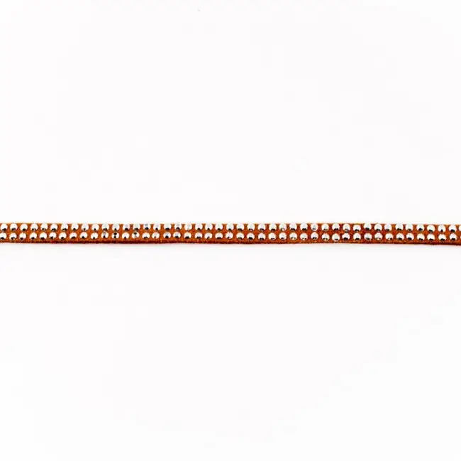 Wildleder Imitat Band hellbraun mit silber farbigen Glitzer Steinen Meterware Breite: 0,5cm Aktuell