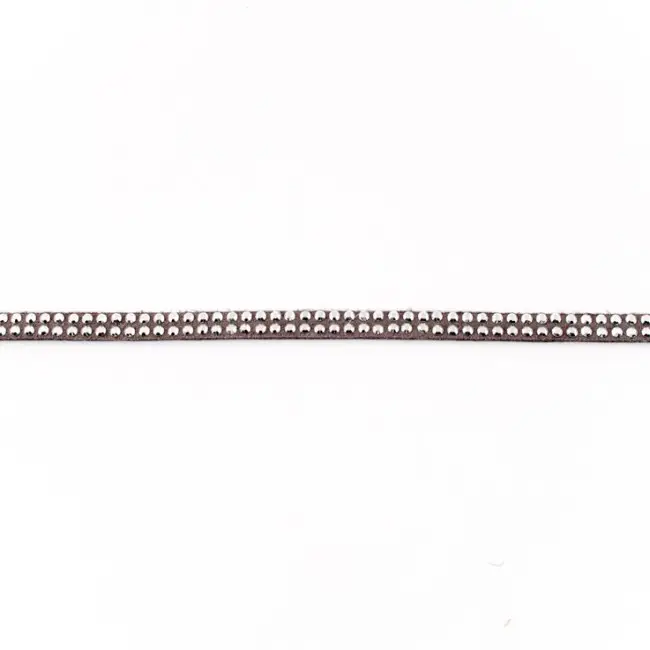 Sonderangebot Wildleder Imitat Band grau mit silber farbigen Glitzer Steinen Meterware Breite: 0,5cm