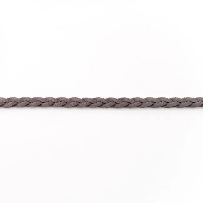 Wildleder Imitat Band geflochten dunkelgrau Meterware Breite: 0,5cm Top-Preis