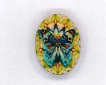 Holzknopf Maschinen waschbar 2,3x3cm Schmetterling blau gelb Jetzt Kaufen