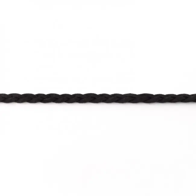 Echt Wildleder Imitat Band geflochten schwarz Meterware Breite: 0,5cm