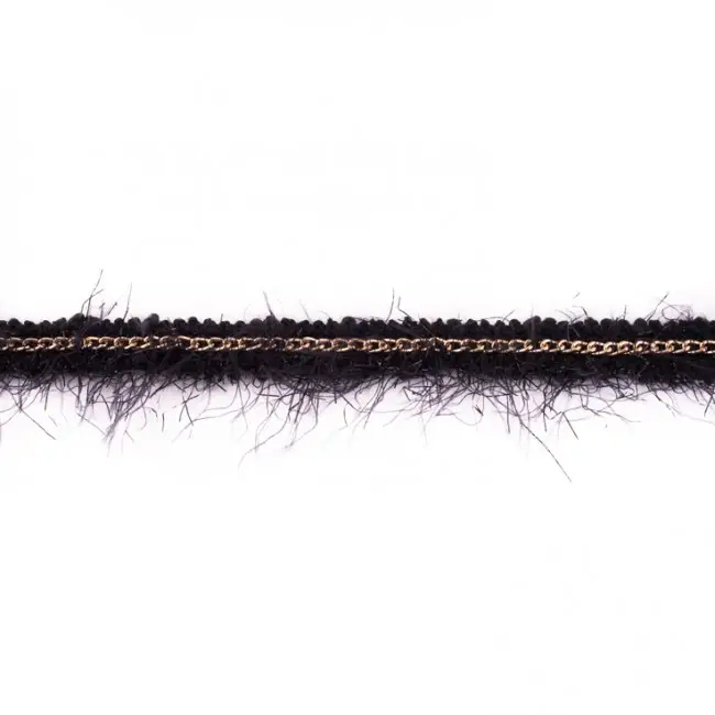 Fransenband schwarz mit gold KetteMeterware Breite: 2cm Knallerangebot
