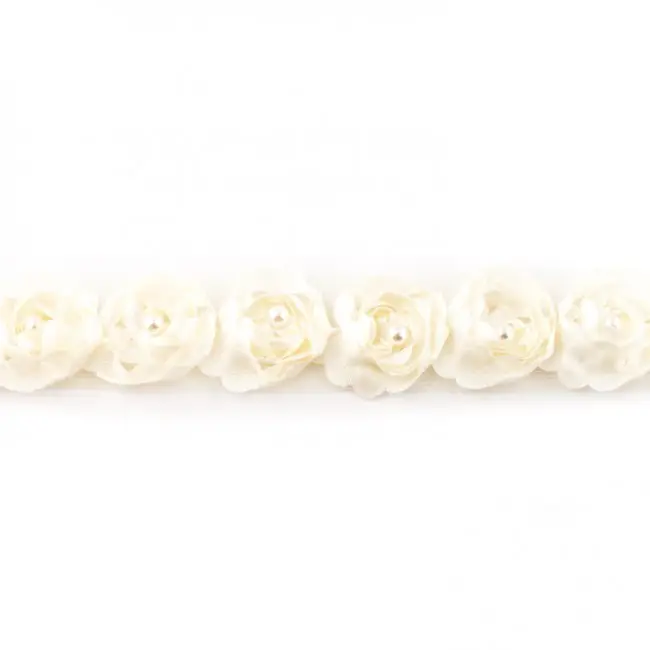 Rüschenband Tüll mit Perlen creme Breite: 2cm Top-Seller