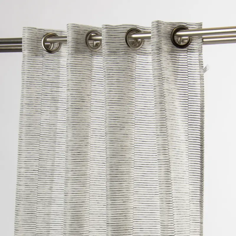 Neu Im Sortiment Fertiggardine Fertigvorhang Ösenschal mit Metallösen schmale Streifen schwarz weiß 145x245cm