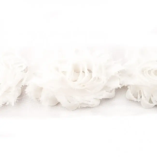 Spitzenband Chiffon Blüten creme Meterware Länge: 6cm 100% Polyester Meistverkauft