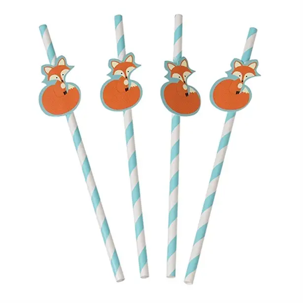 Party Röhrchen 4 Stück türkis weiß mit Fuchs 20cm Geprüft