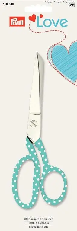 Neu Im Sortiment Prym Love Stoffschere Schneiderschere 18cm türkis weiß Punkte