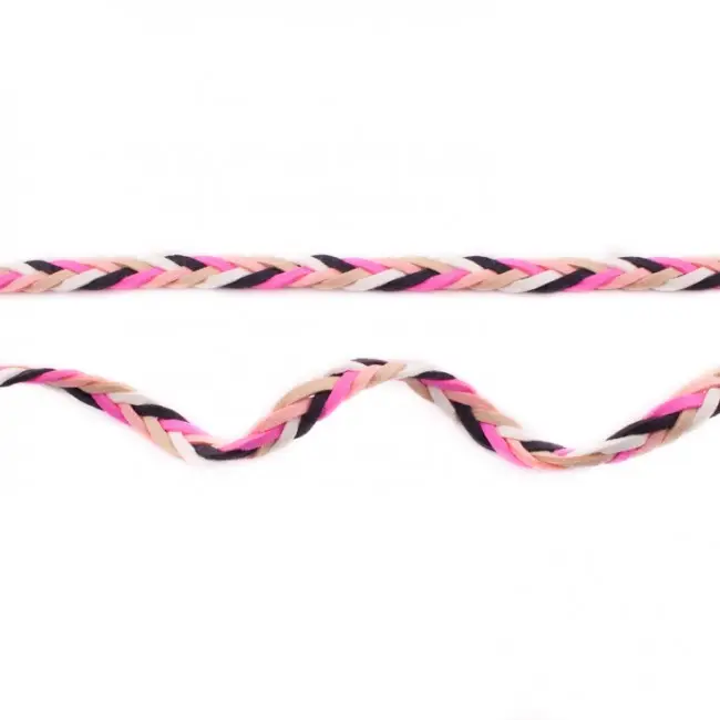 Markenware Wildleder Imitat Band geflochten bunt pink schwarz weiß braun Meterware Breite: 0,8cm