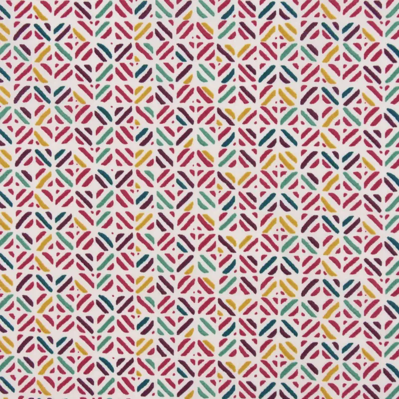 Dekostoff Baumwollstoff PANZO Geometrisch Striche weiß pink türkis gelb 1,4m Breite Jetzt Kaufen