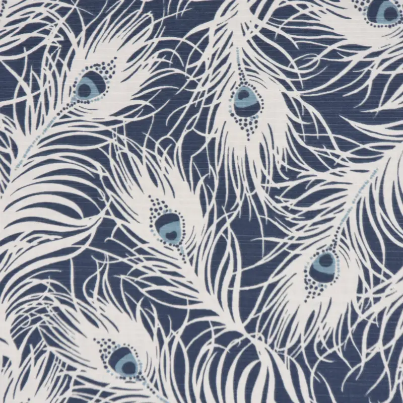 Clarke & Clarke STUDIO G Englischer Dekostoff Polsterstoff Federn Pfau dunkelblau weiß blau 138cm Breite Preisknaller